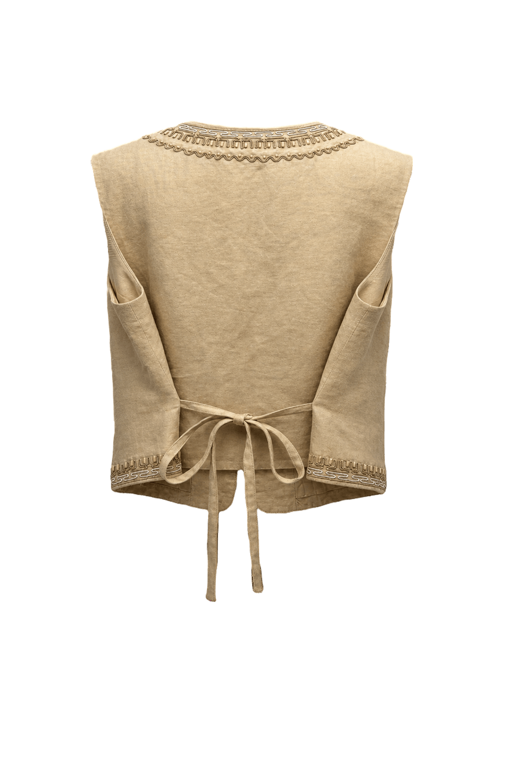 1970s Beige Cotton Vest - Back View