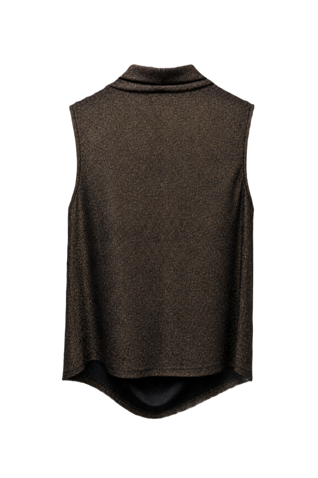 1990s Dark Metallic Bronze Synthetic Sleeveless Blouse - Back View