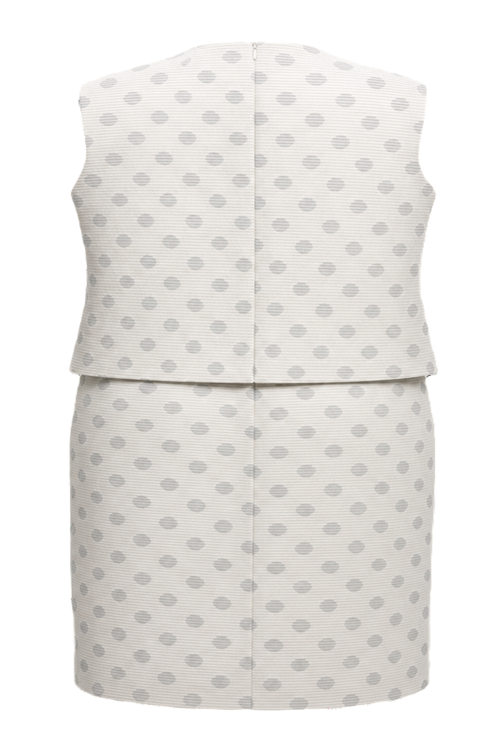 1960s Cream Polka Dot Ribbed Dress and Cape Set - Back View