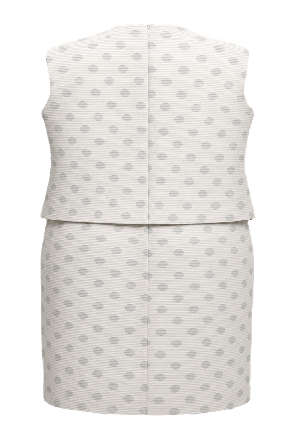 1960s Cream Polka Dot Ribbed Dress and Cape Set - Back View