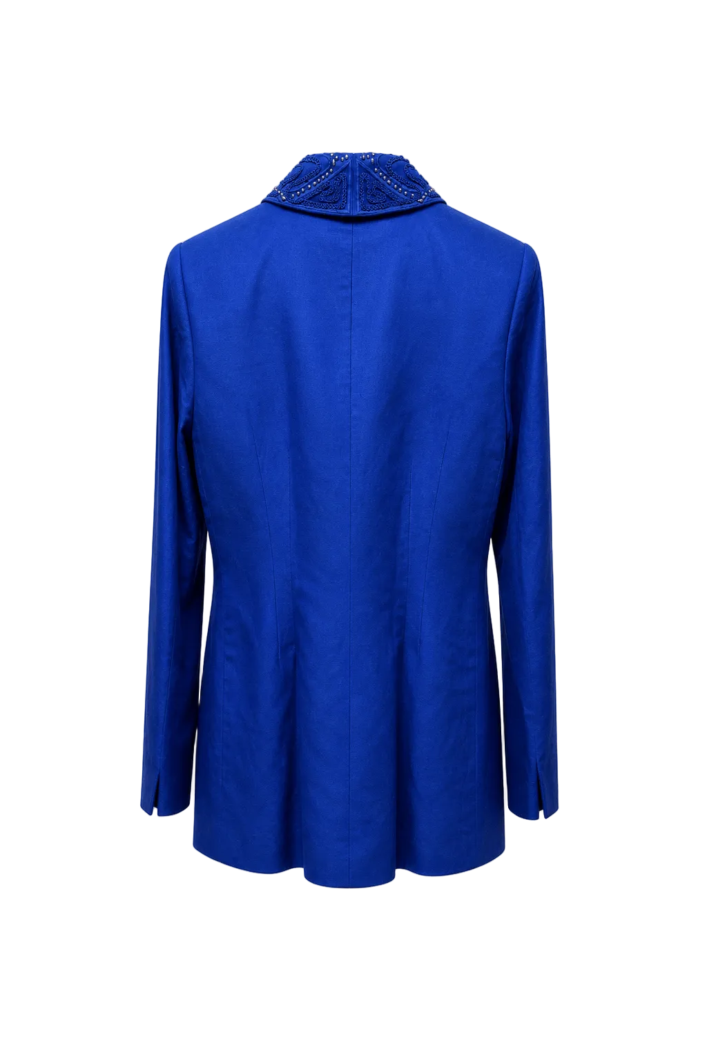 1980s Royal Blue Cotton Blend Blazer - Back View