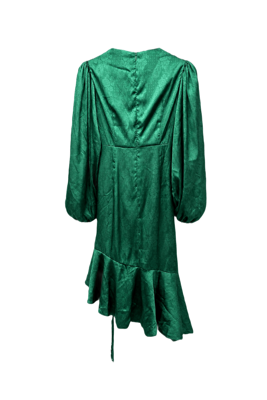 1980s Emerald Green Synthetic Blend Dress - Back View