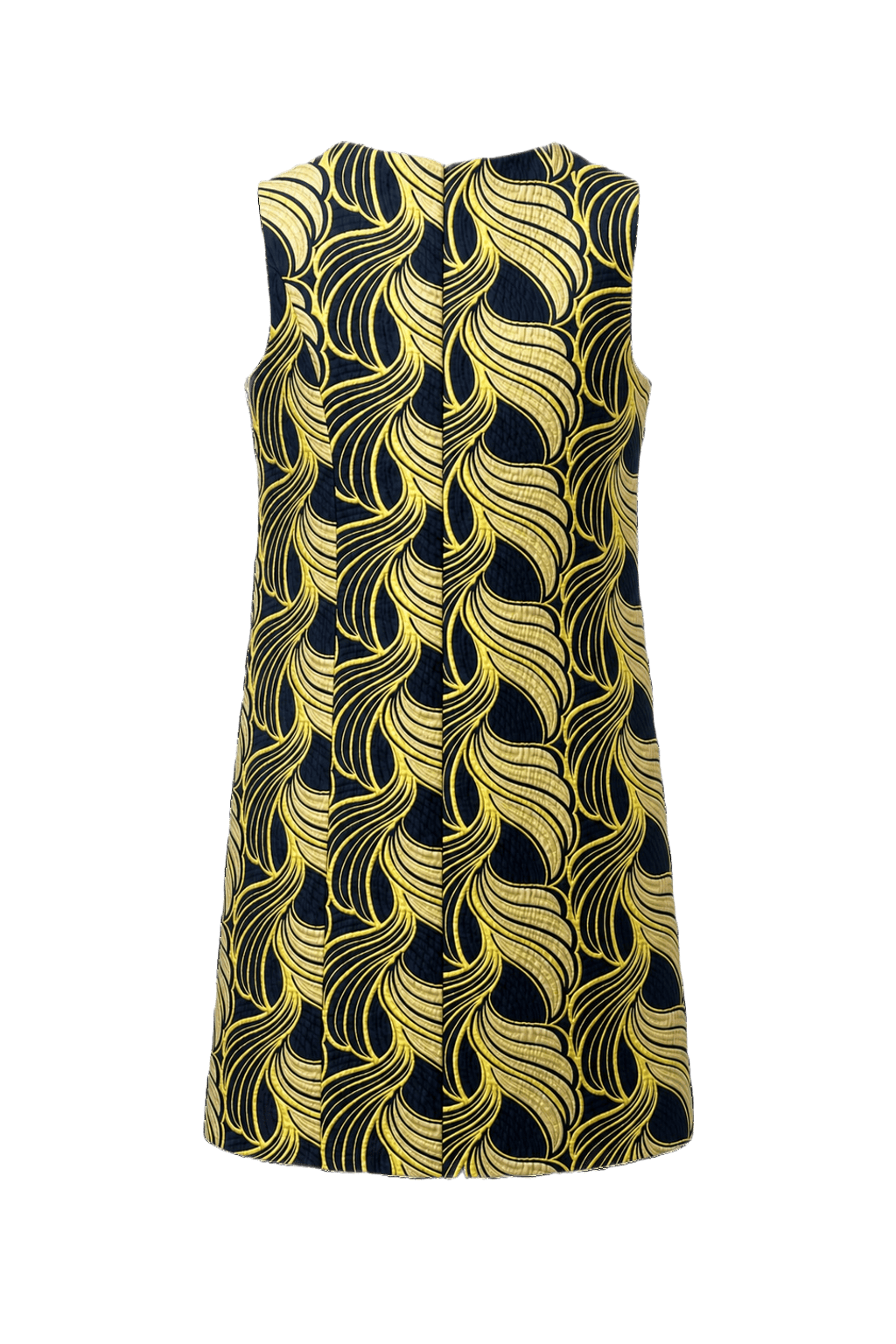 1960s Yellow Textured Shift Dress - Back View