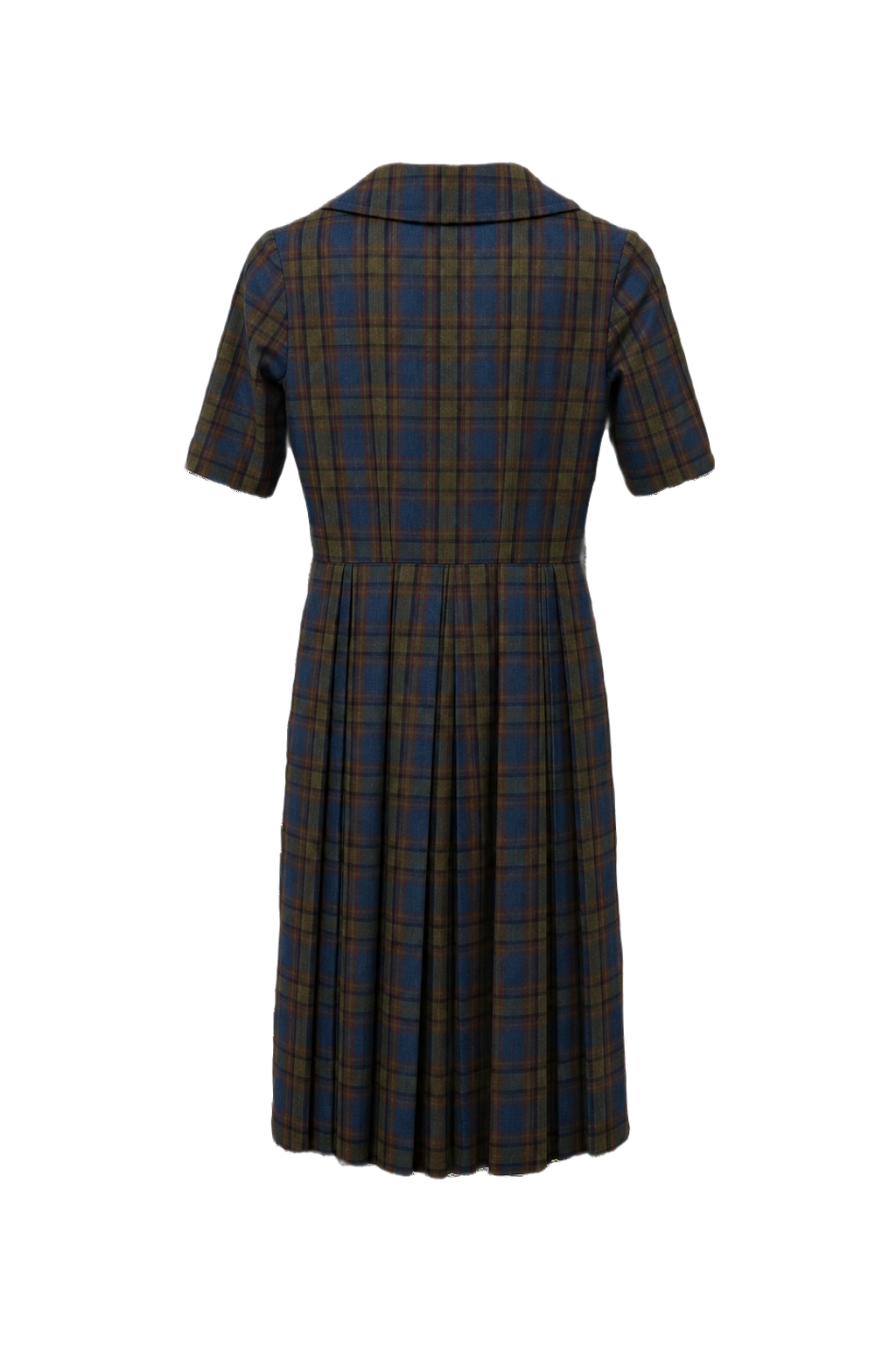 1960s Olive Green Cotton Dress - Back View
