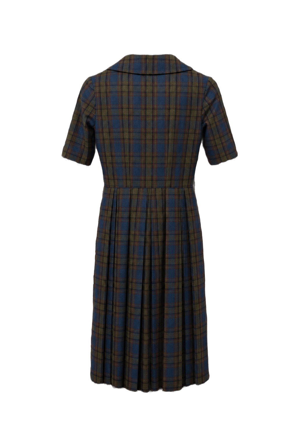 1960s Olive Green Cotton Dress - Back View