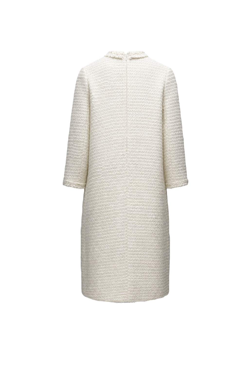 1980s Cream White Wool Blend Dress - Back View