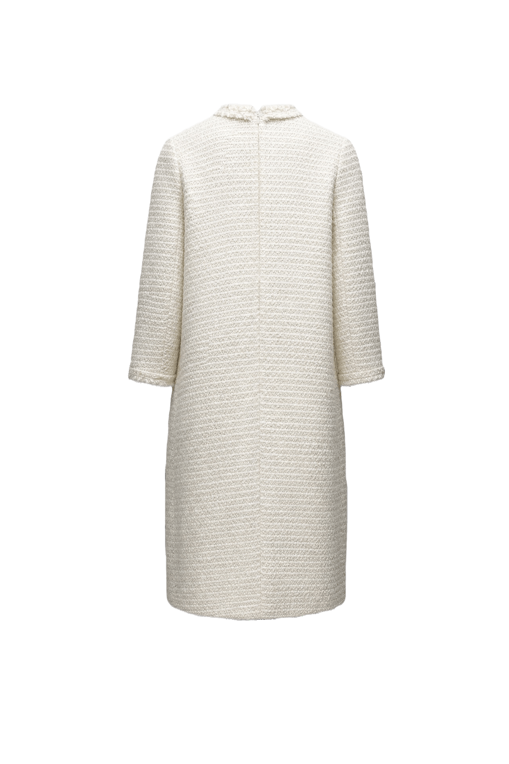 1980s Cream White Wool Blend Dress - Back View