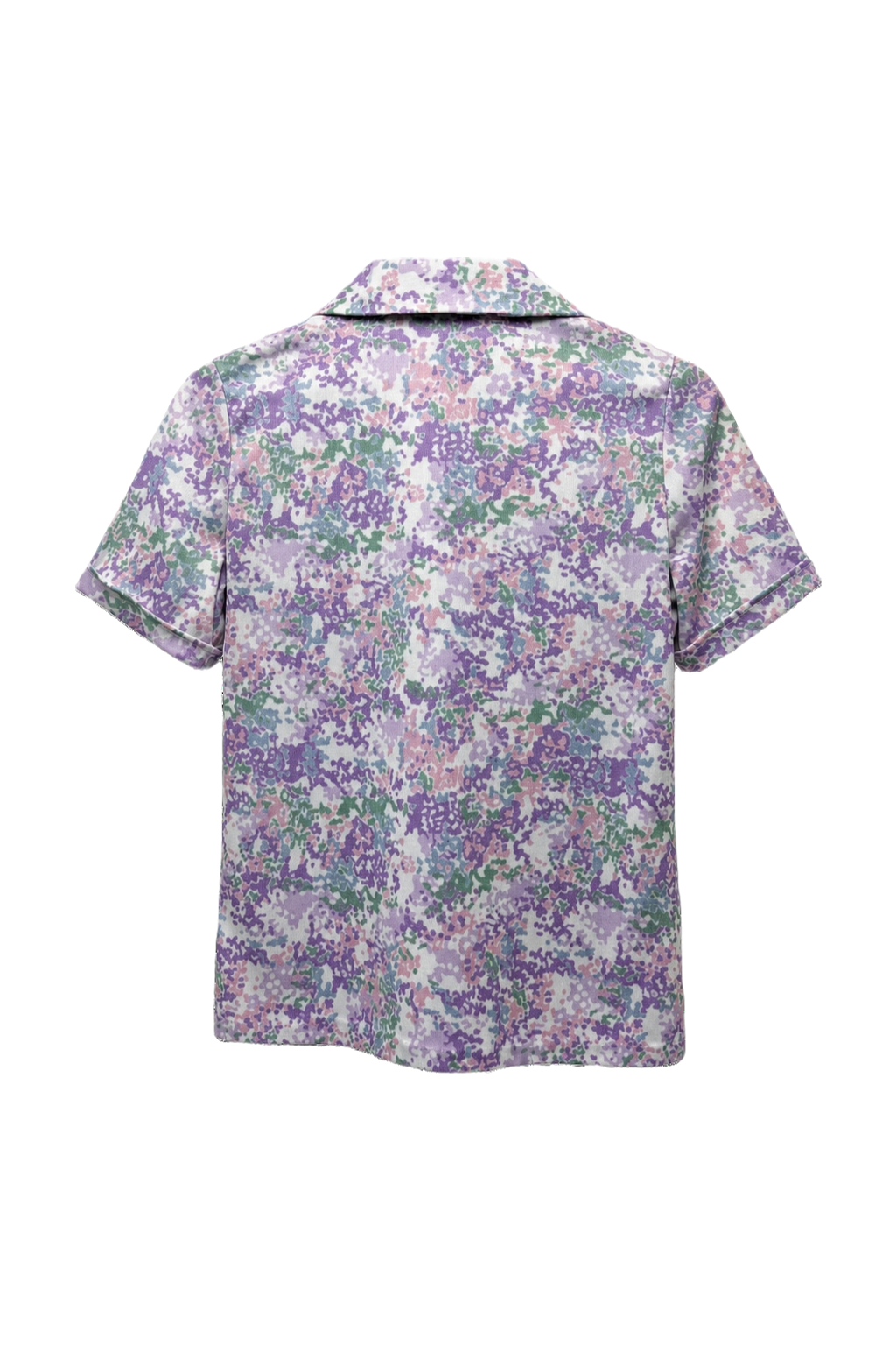 1970s Purple Floral Cotton Blend Blouse - Back View