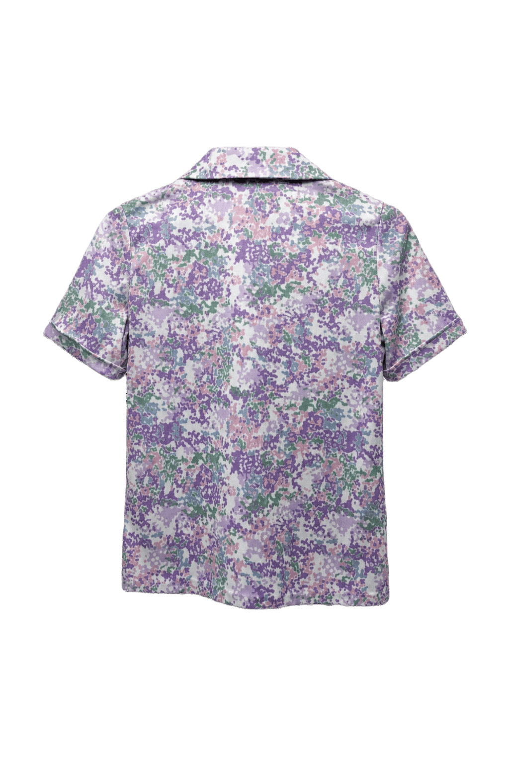 1970s Purple Floral Cotton Blend Blouse - Back View