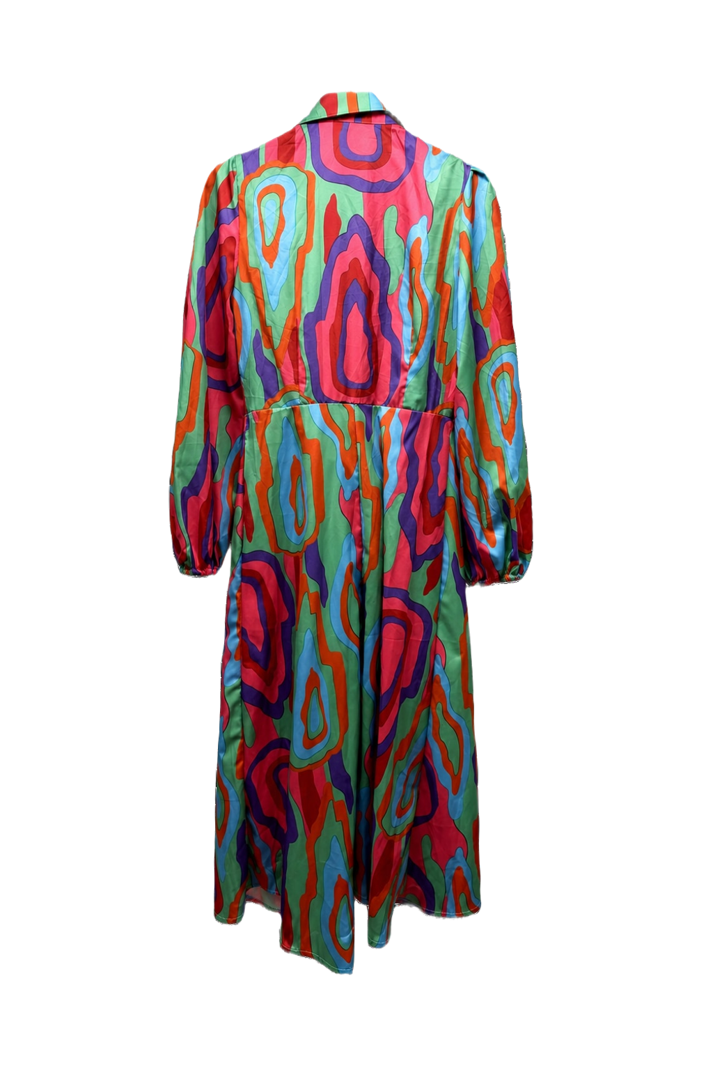 1980s Multi-Color Polyester Robe - Back View