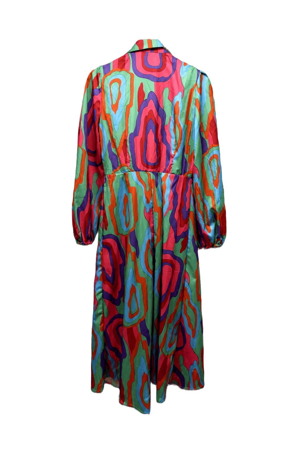 1980s Multi-Color Polyester Robe - Back View