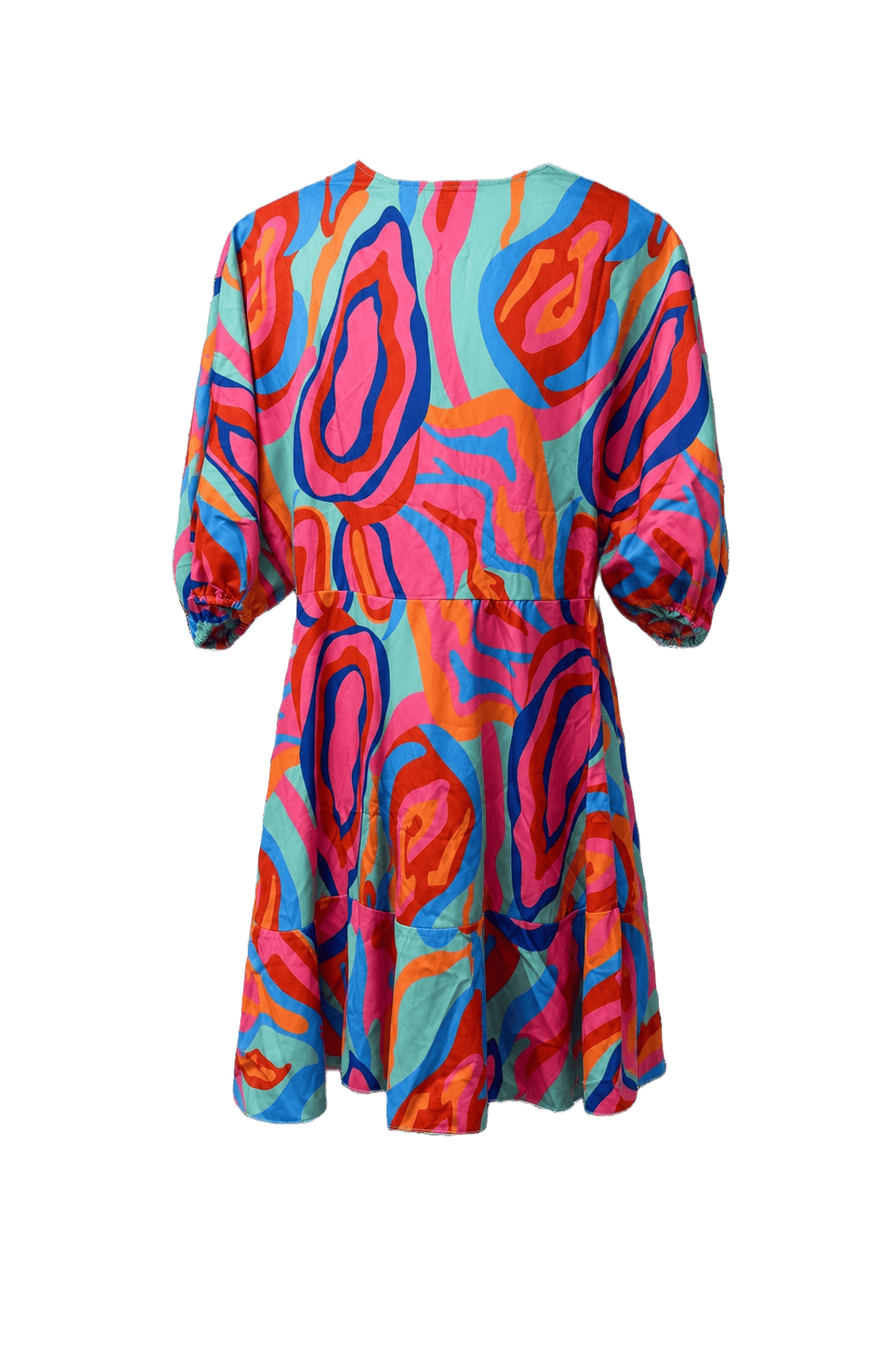 1980s Multicolor Polyester Dress - Back View