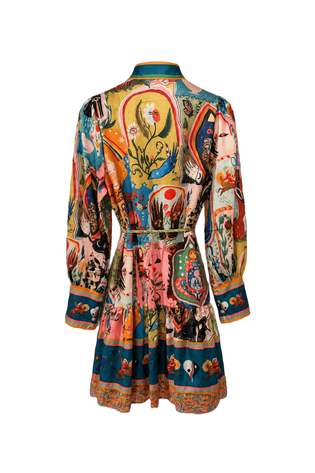 1970s Multicolor Silk Mini Dress - Back View