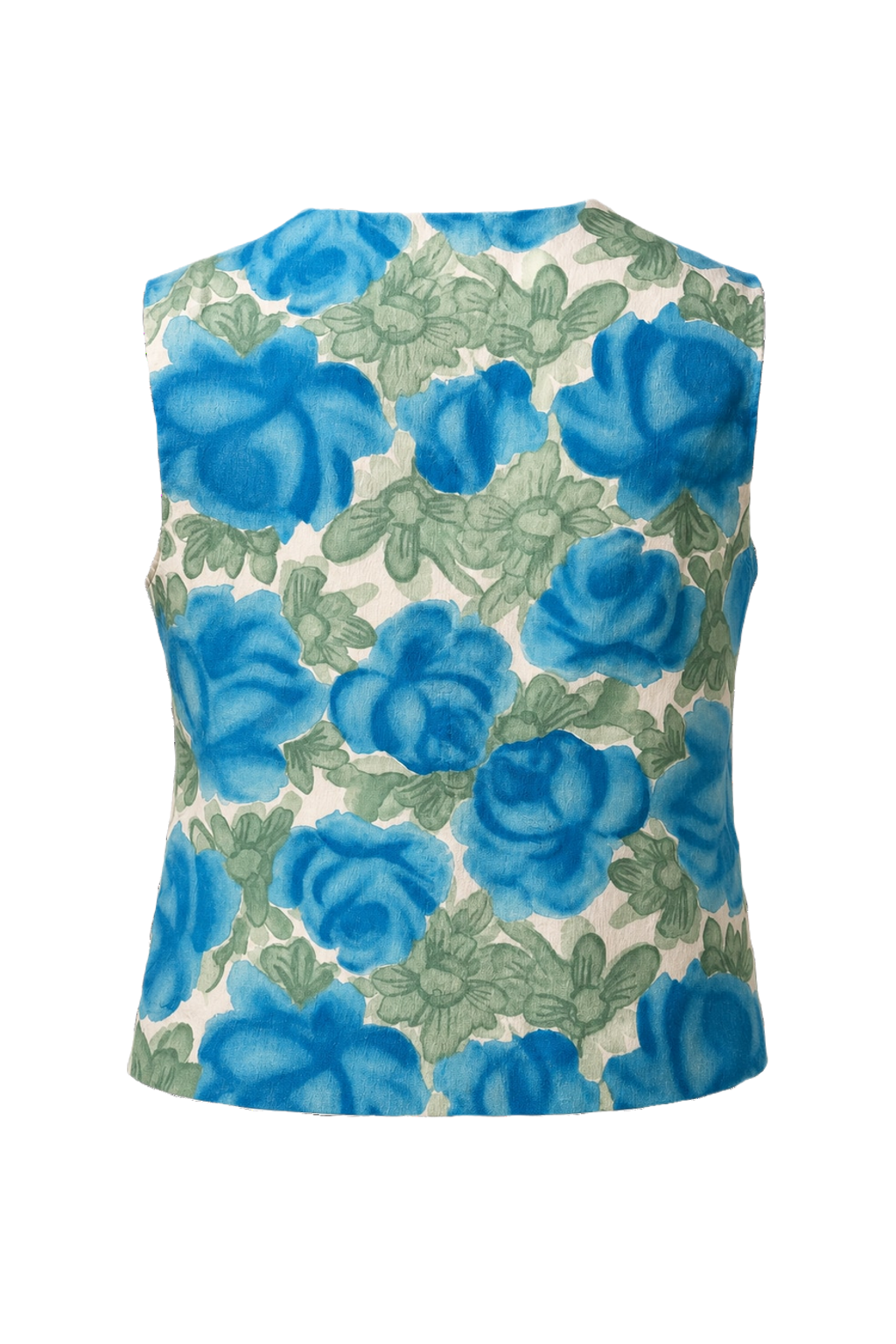 1960s Blue Cotton Blouse - Back View