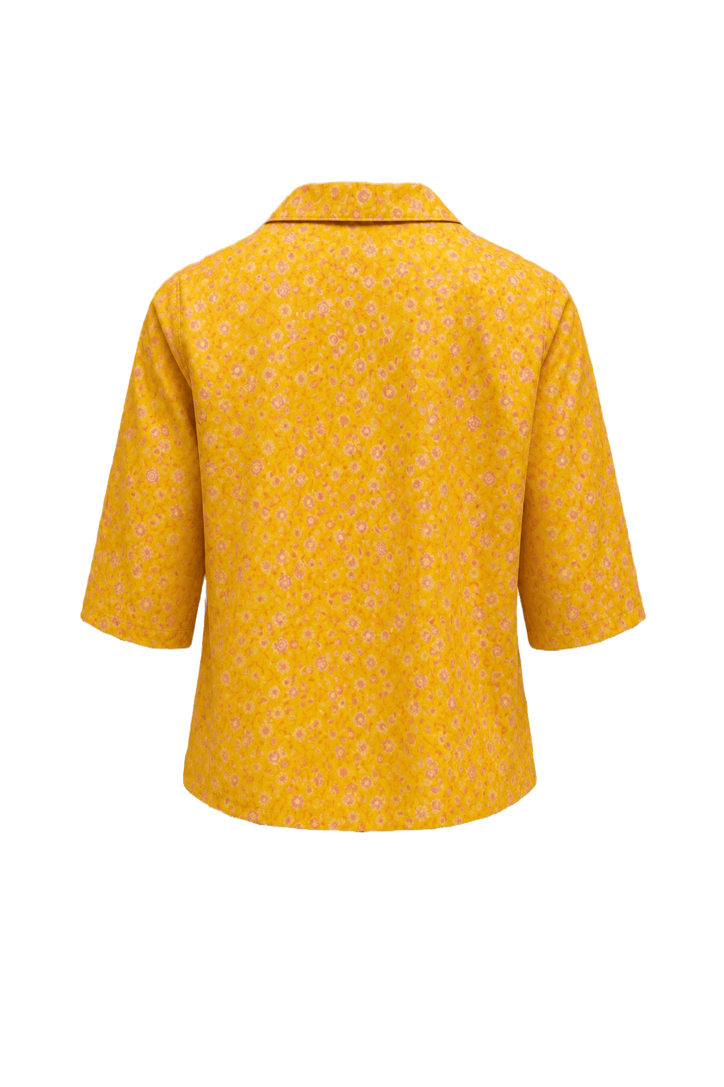1980s Yellow Polyester Blouse - Back View