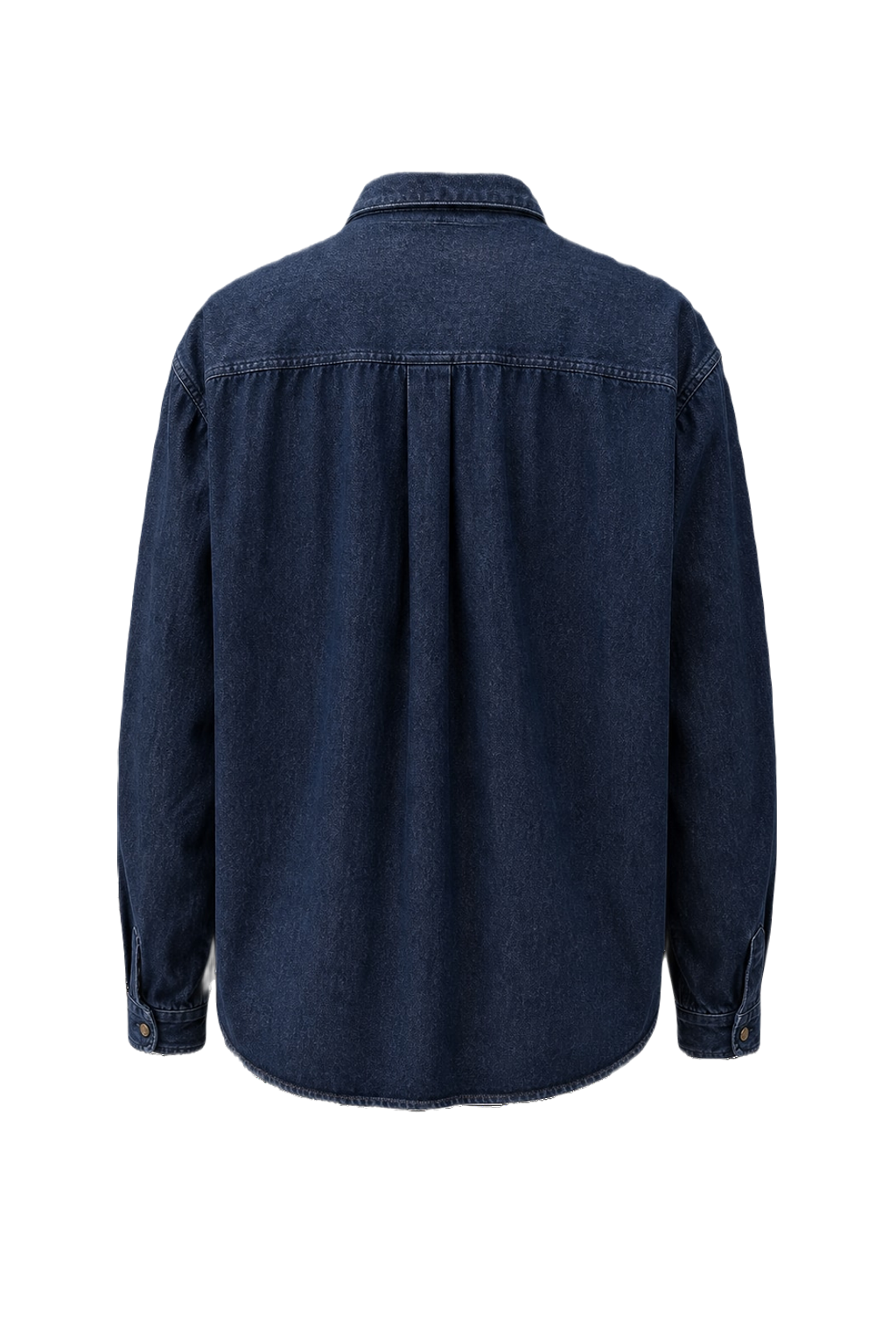 1990s Navy Blue Cotton Denim Shirt - Back View