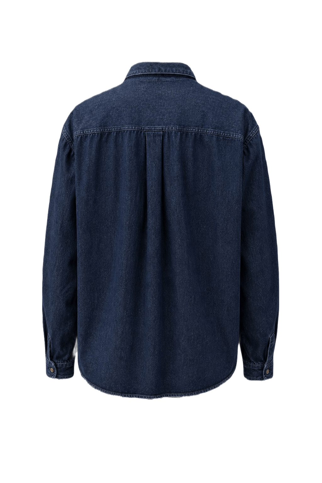 1990s Navy Blue Cotton Denim Shirt - Back View