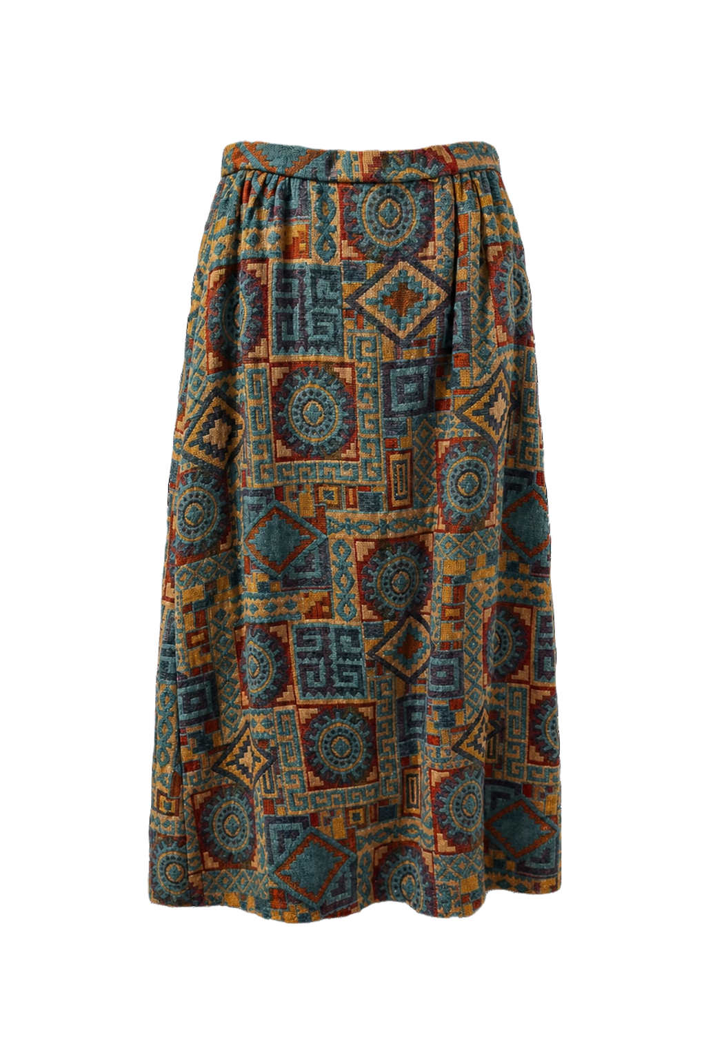 1970s Multi-color Cotton Skirt - Back View