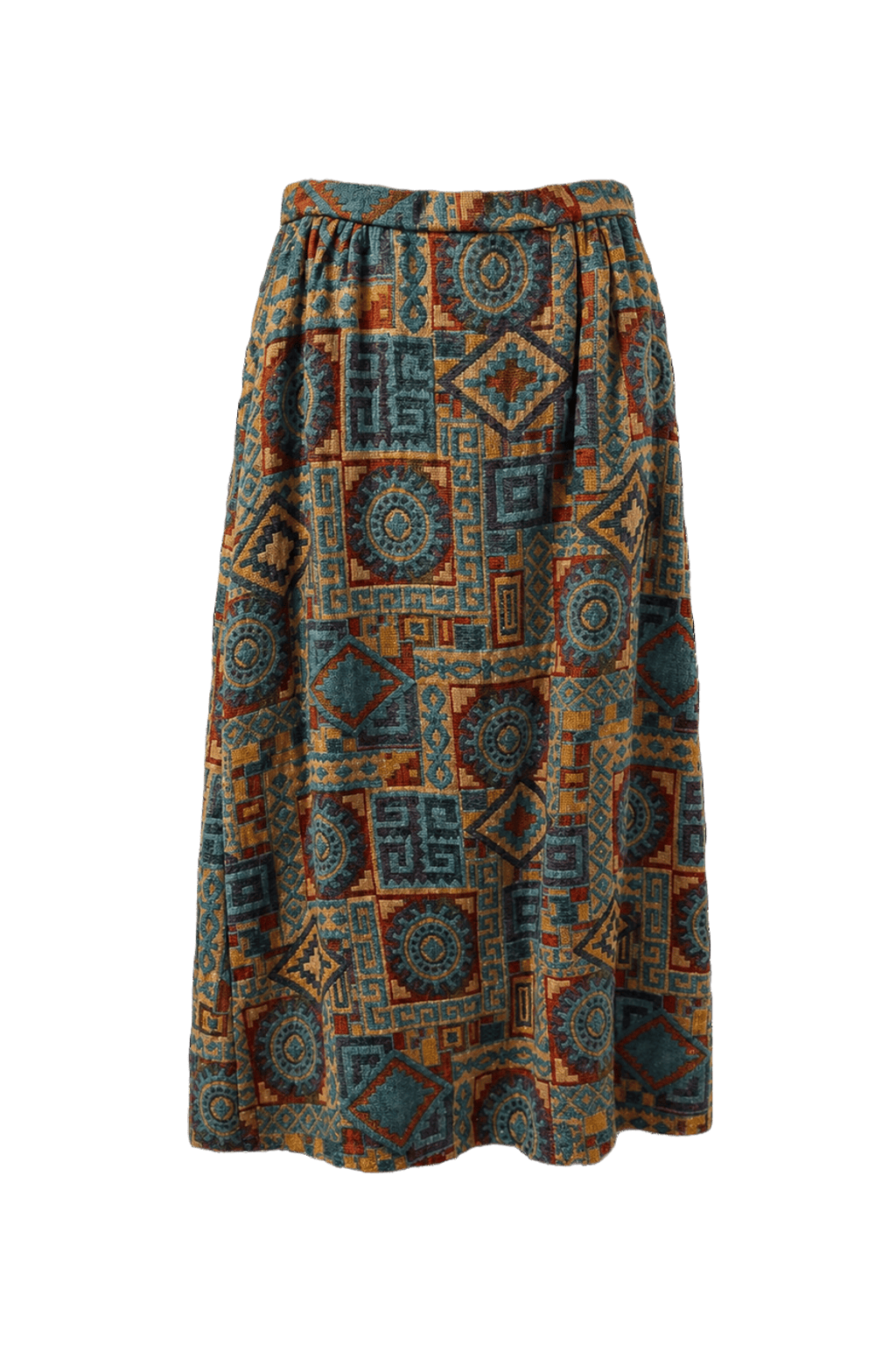 1970s Multi-color Cotton Skirt - Back View