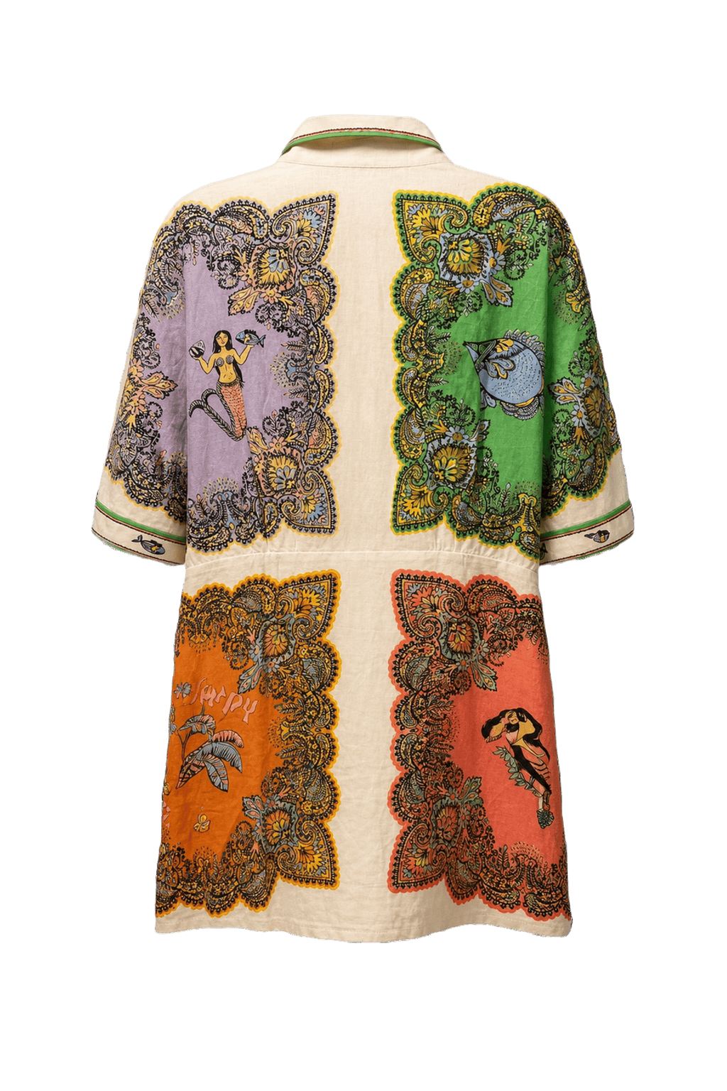 1980s Cream Cotton Shirt Dress - Back View