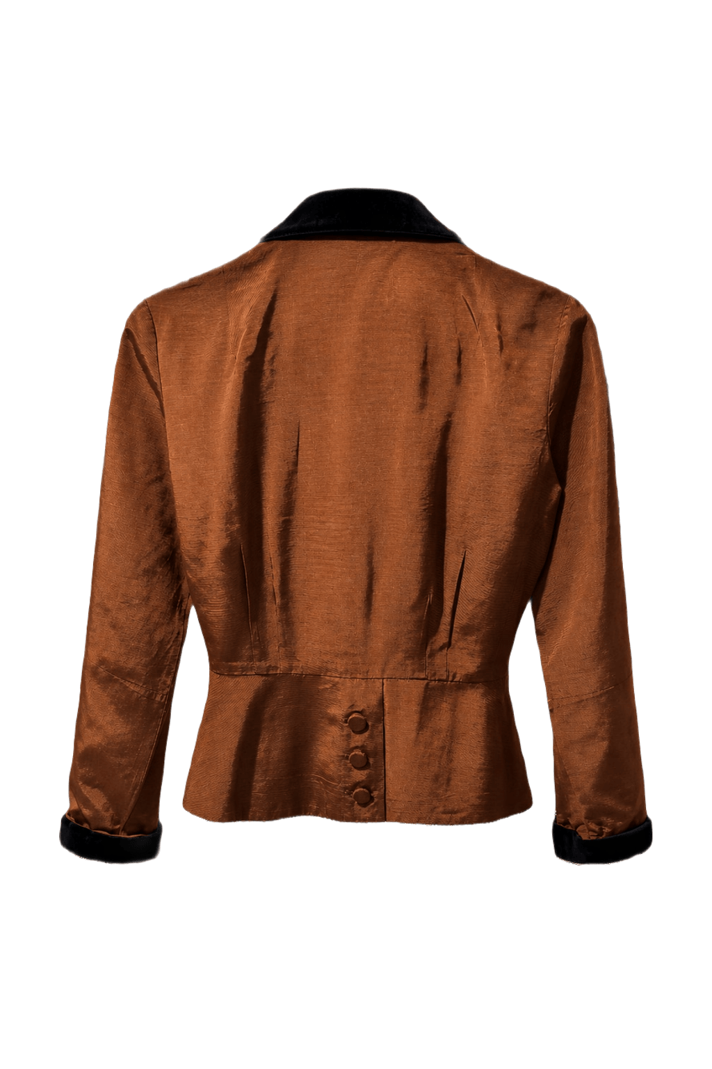 1980s Rusty Brown Silk Blouse - Back View