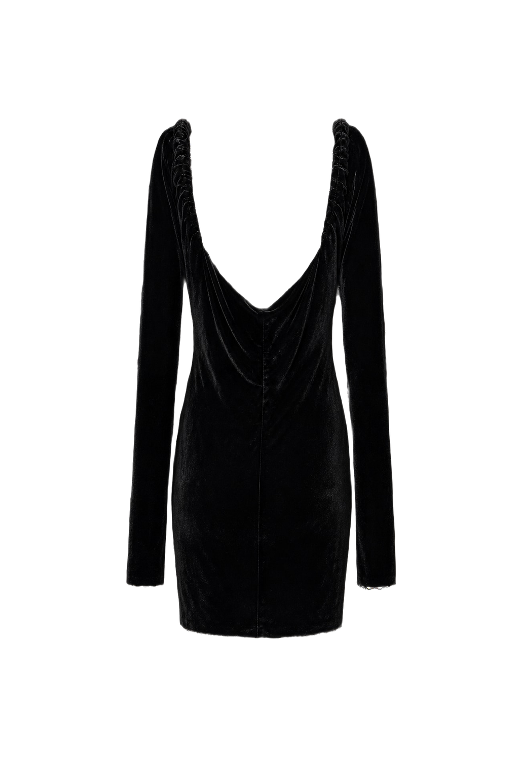 1980s Black Velvet Mini Dress - Back View