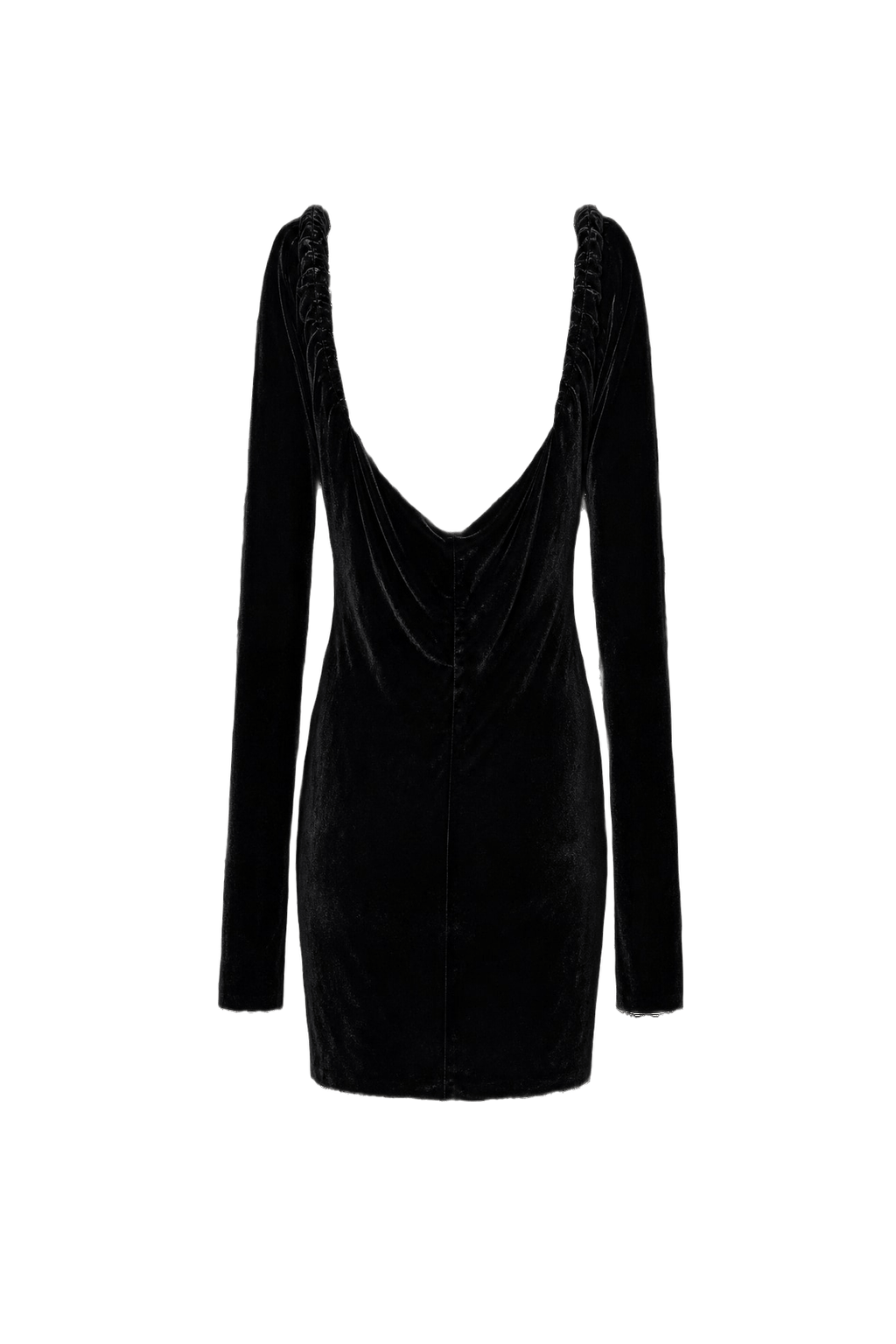 1980s Black Velvet Mini Dress - Back View