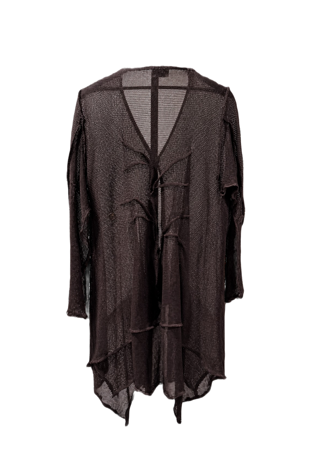 1990s Dark Brown Polyester Cardigan - Back View