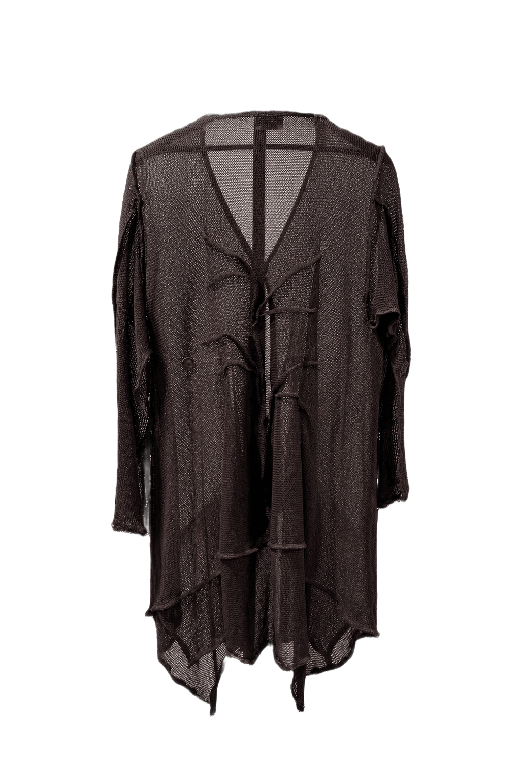 1990s Dark Brown Polyester Cardigan - Back View