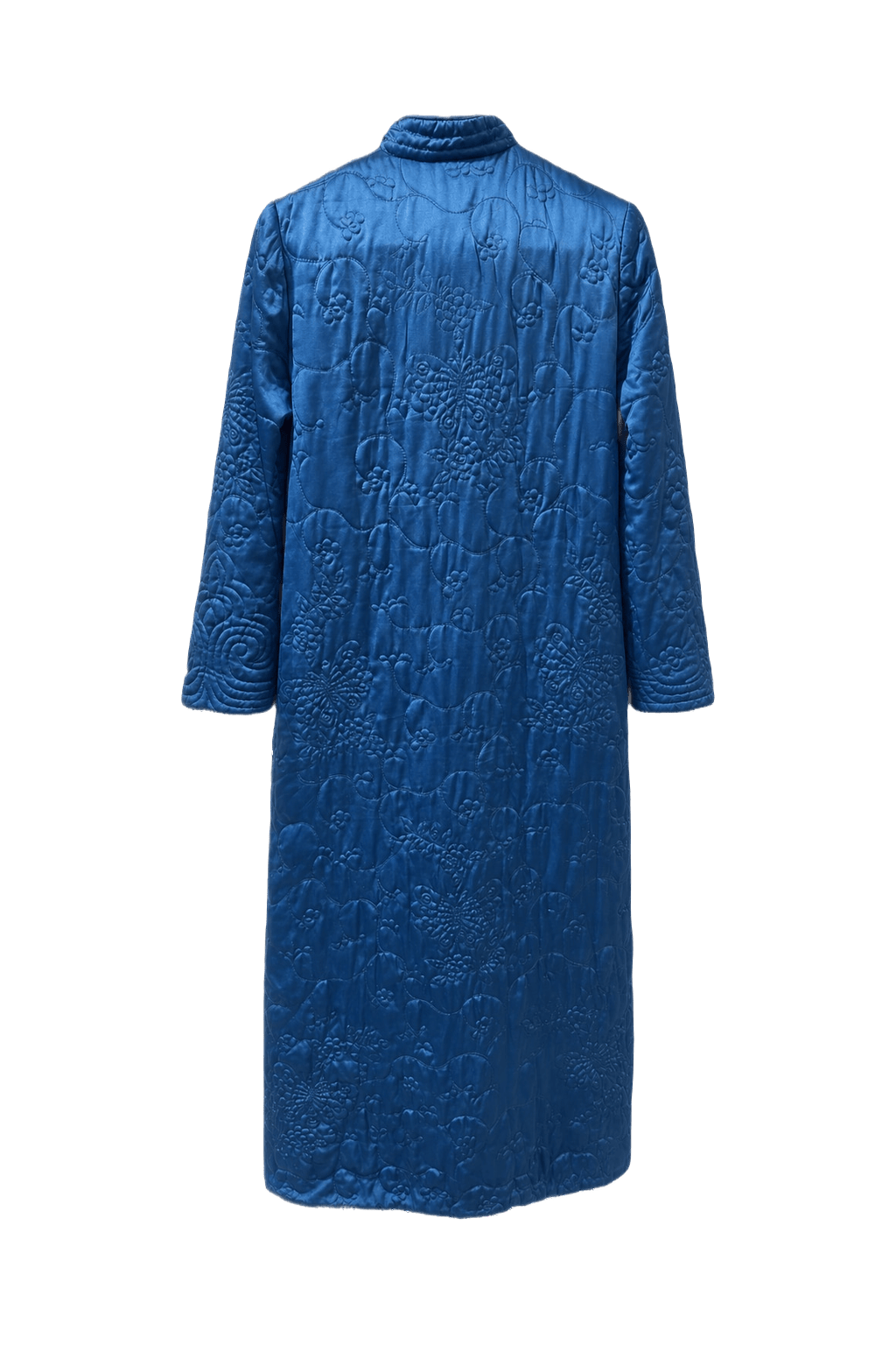 1970s Bright Blue Satin Coat - Back View