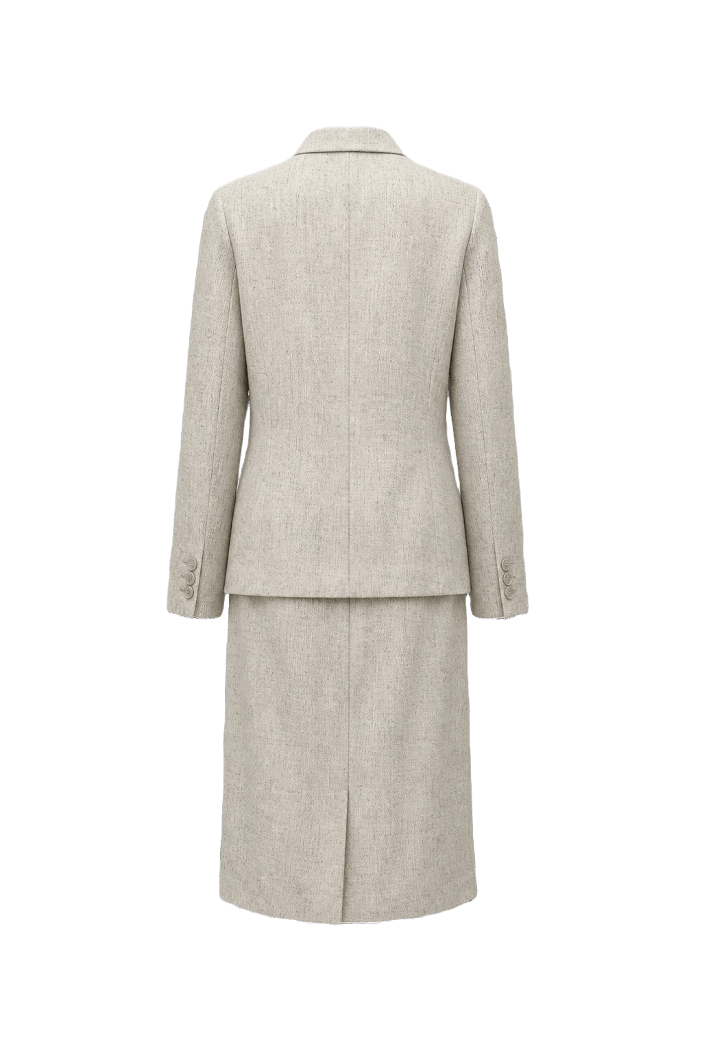 1980s Cream Wool Blazer and Skirt Set - Back View
