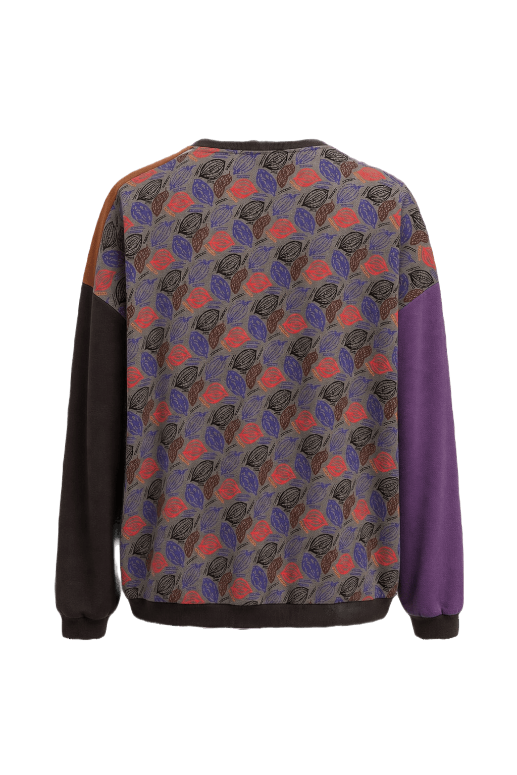 1990s Brown Cotton Color Block Cardigan - Back View
