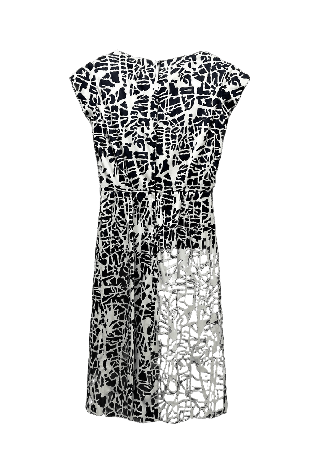 1960s Black Synthetic Dress - Back View