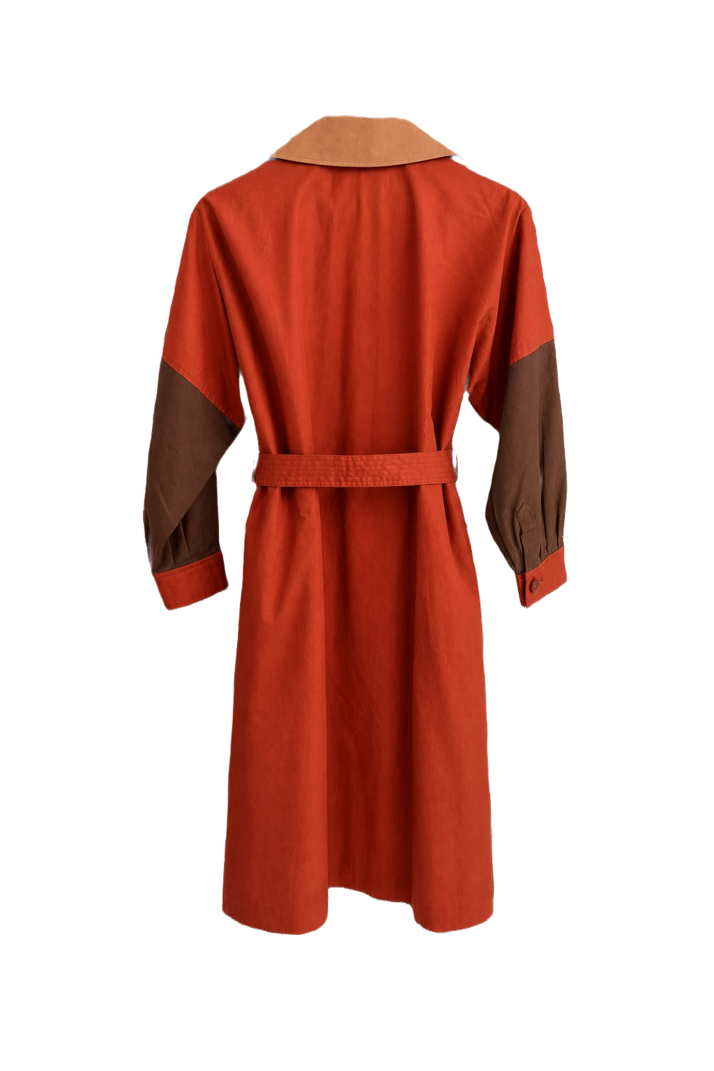 1980s Rust Cotton Trench Coat - Back View