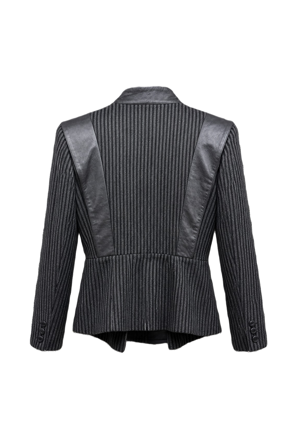 1990s Black Wool and Leather Blazer - Back View