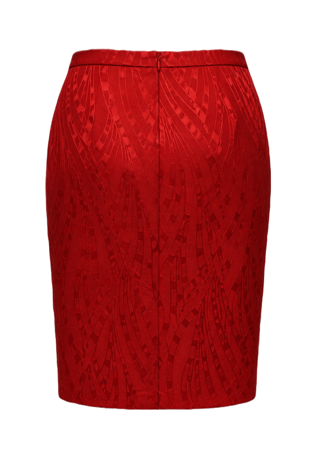 1980s Red Wool Silk Skirt - Back View