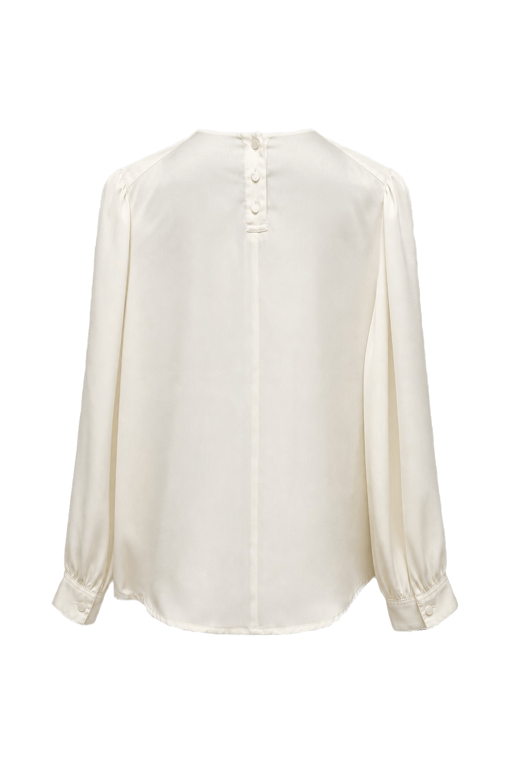 1980s Cream White Synthetic Blouse - Back View