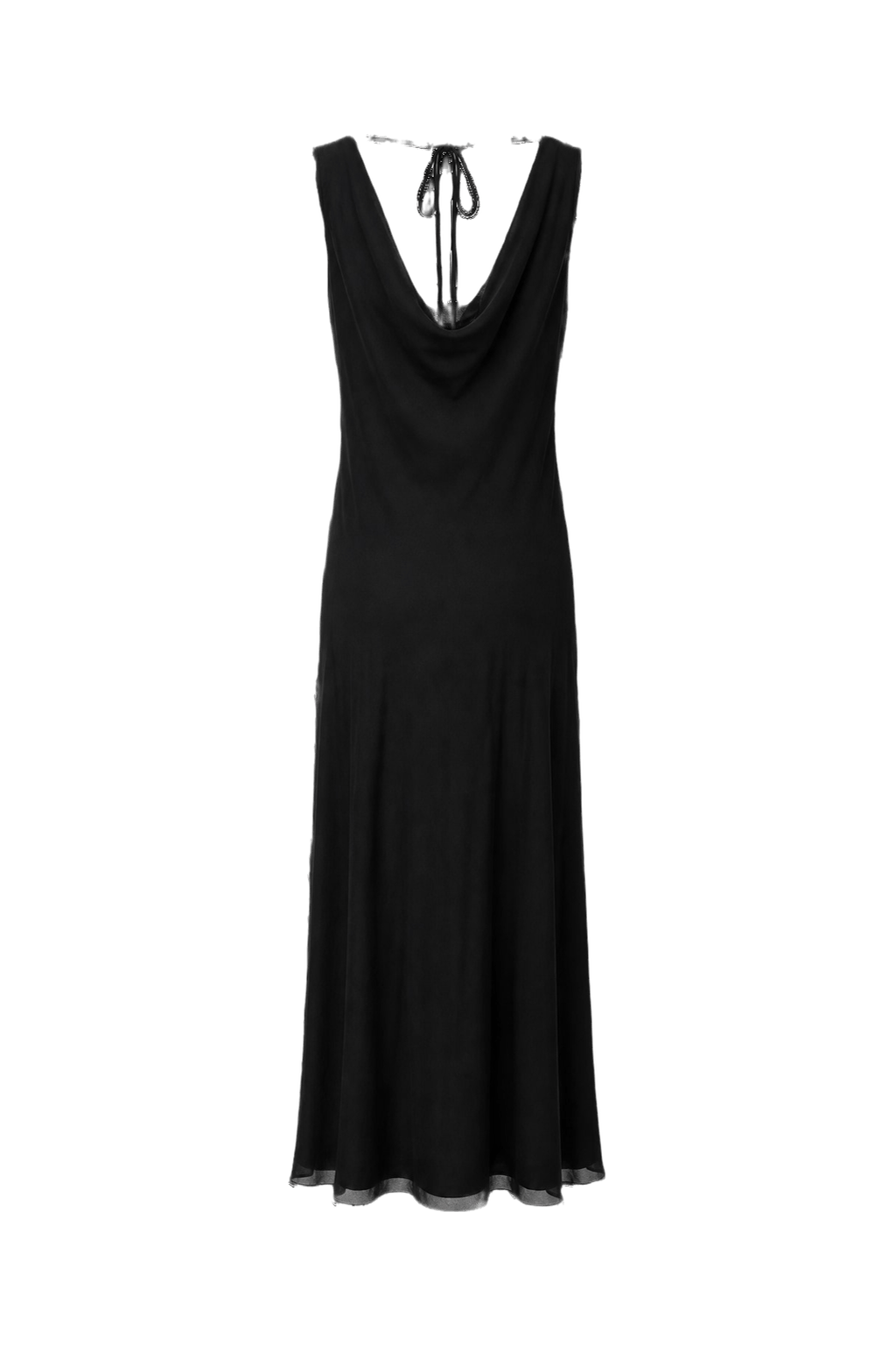 1990s Black Silk Sleeveless Dress - Back View