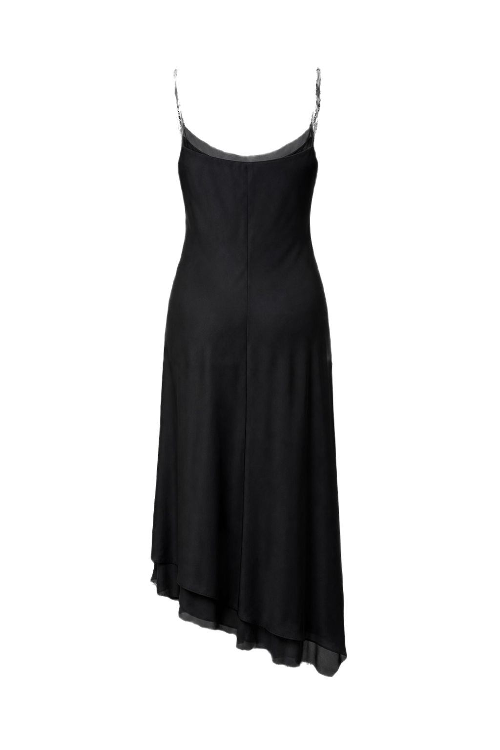 1990s Black Satin Midi Dress - Back View