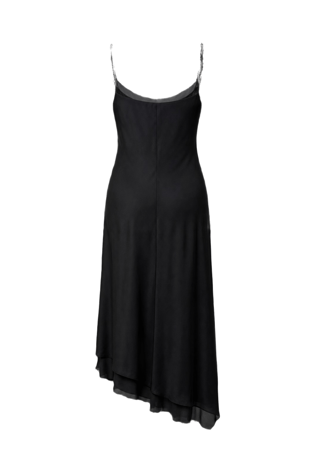 1990s Black Satin Midi Dress - Back View