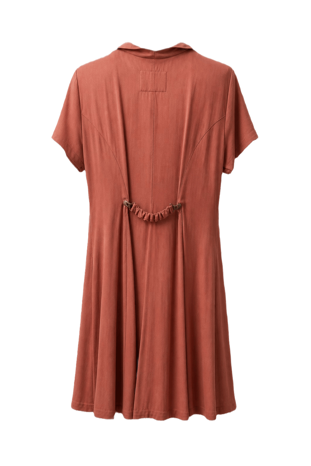 1960s Terracotta Rayon Dress - Back View
