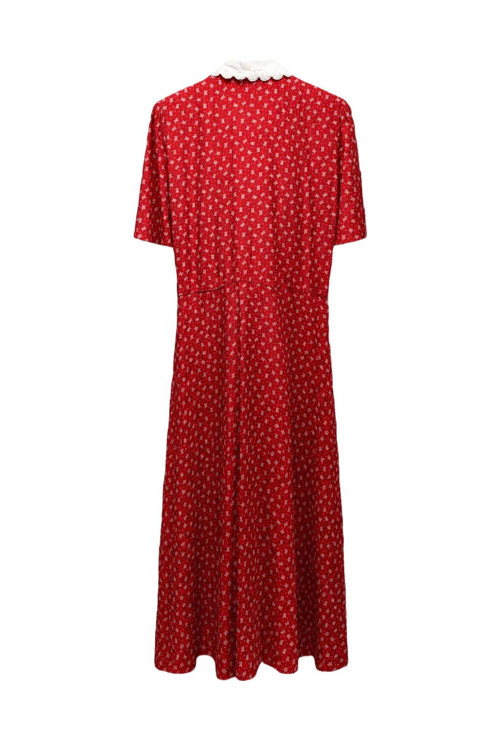 1980s Red Rayon Dress - Back View