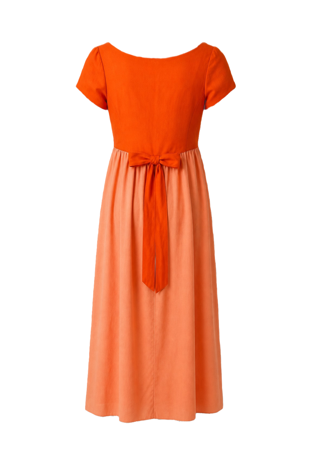 1960s Bright Orange Polyester Dress - Back View