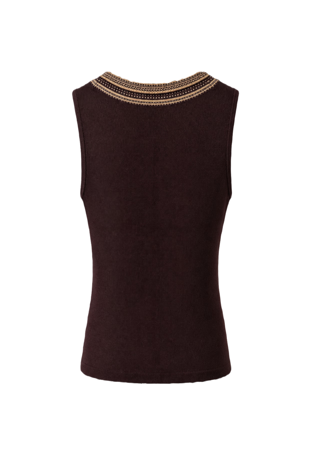 1970s Deep Burgundy Rayon Blend Sleeveless Top - Back View