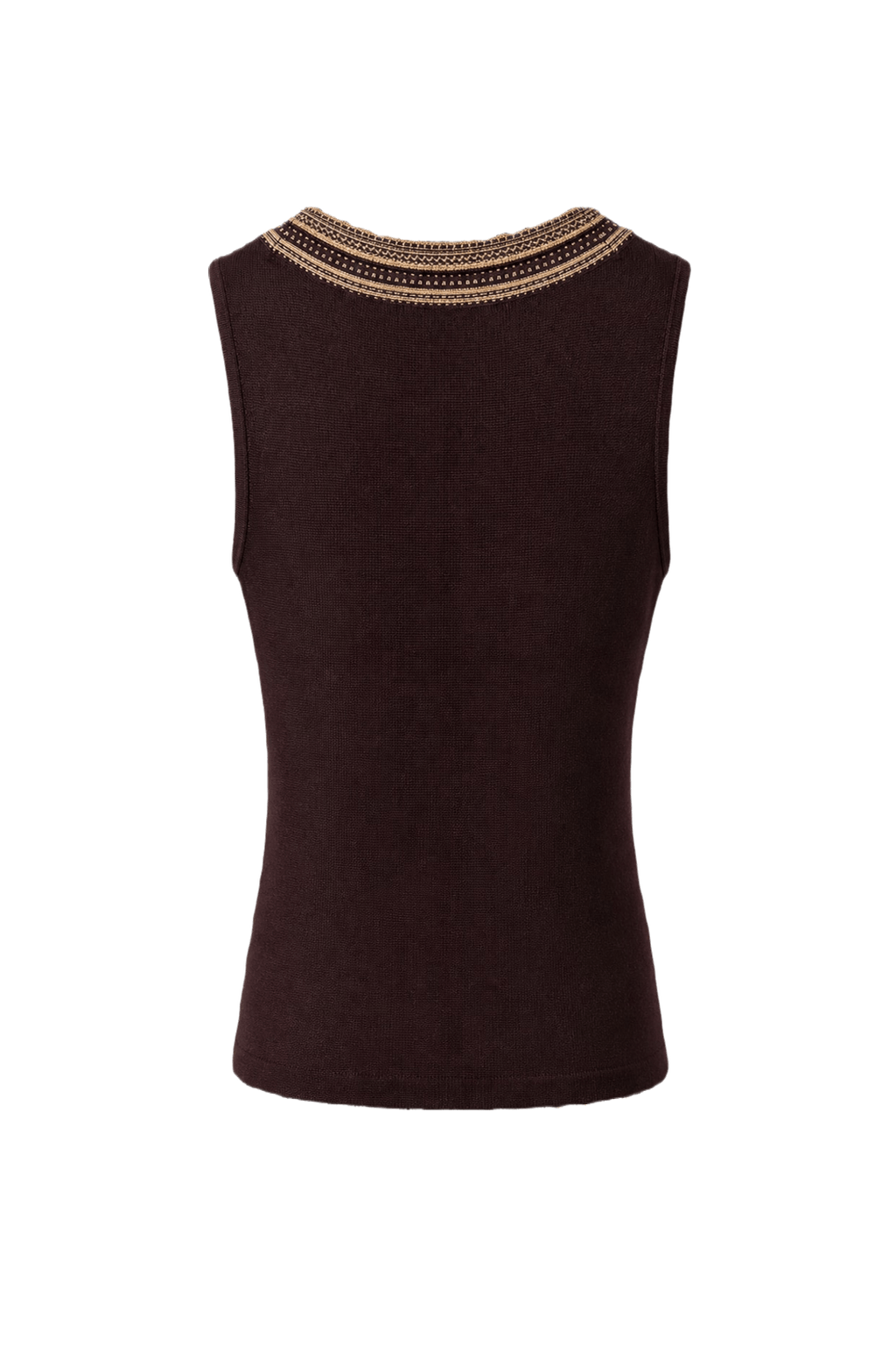 1970s Deep Burgundy Rayon Blend Sleeveless Top - Back View