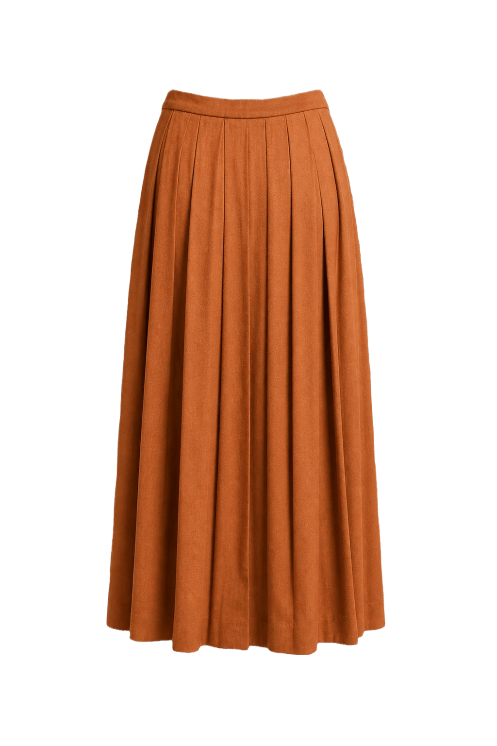 1980s Camel Brown Rayon Blend Skirt - Back View