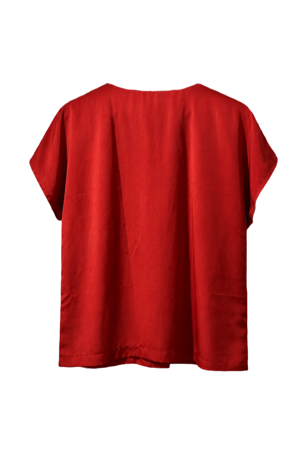 1980s Red Rayon Blouse - Back View