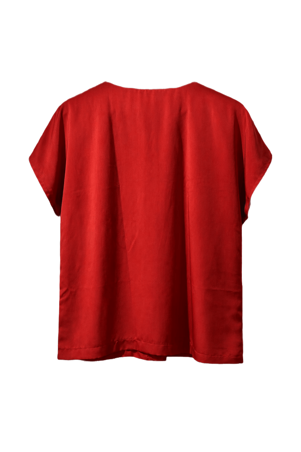 1980s Red Rayon Blouse - Back View