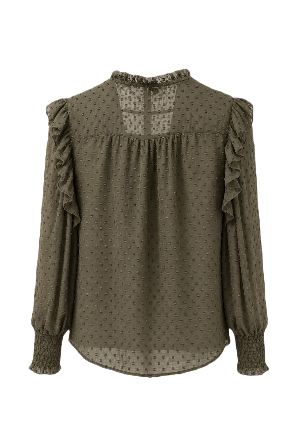 1990s Olive Green Rayon Blend Blouse - Back View
