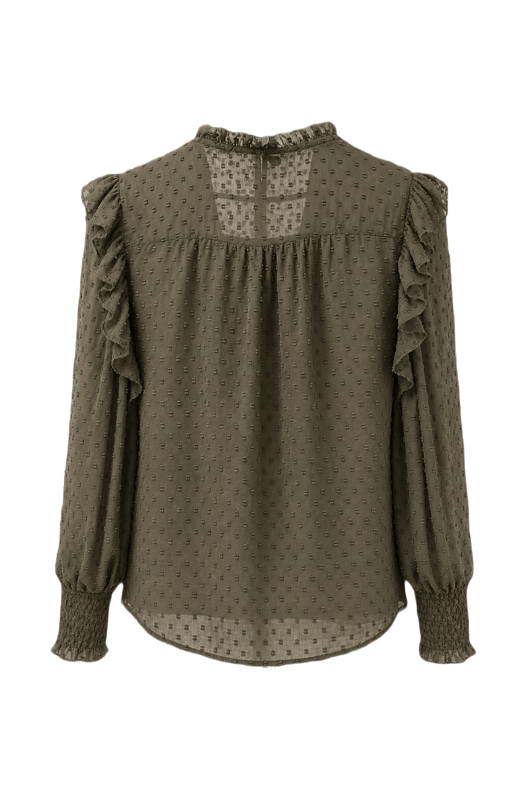 1990s Olive Green Rayon Blend Blouse - Back View